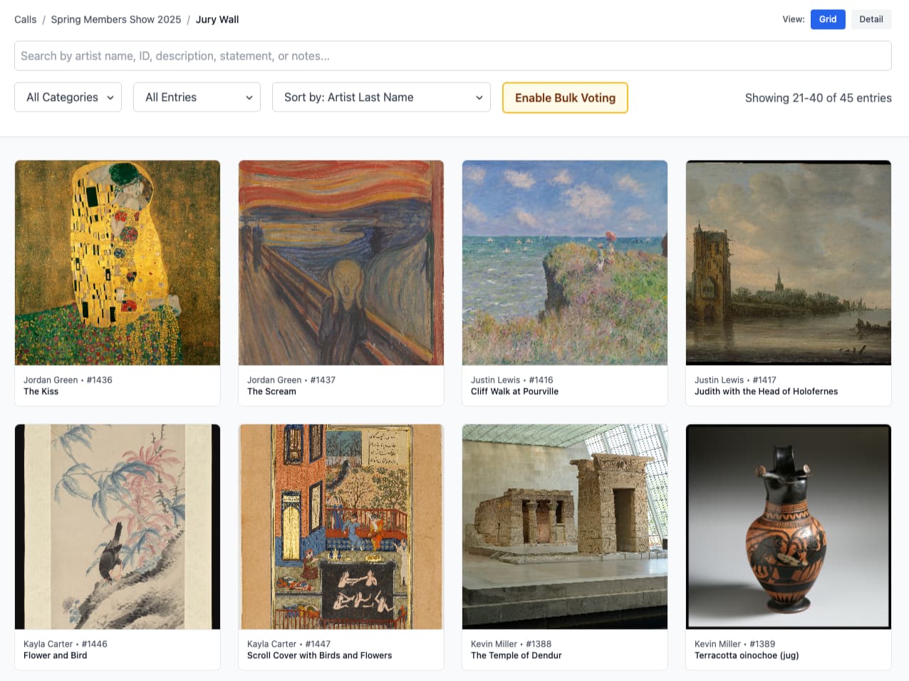 Gallery wall with curated artwork