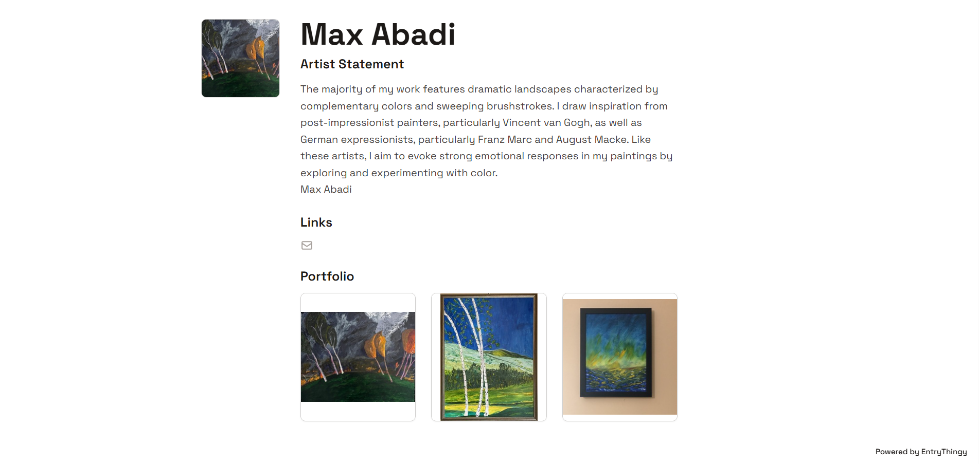 Artist Max Abadi's portfolio showing cohesive landscape paintings