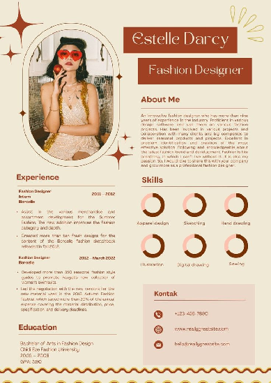 Fashion Designer Elegant Retro Layout Resume