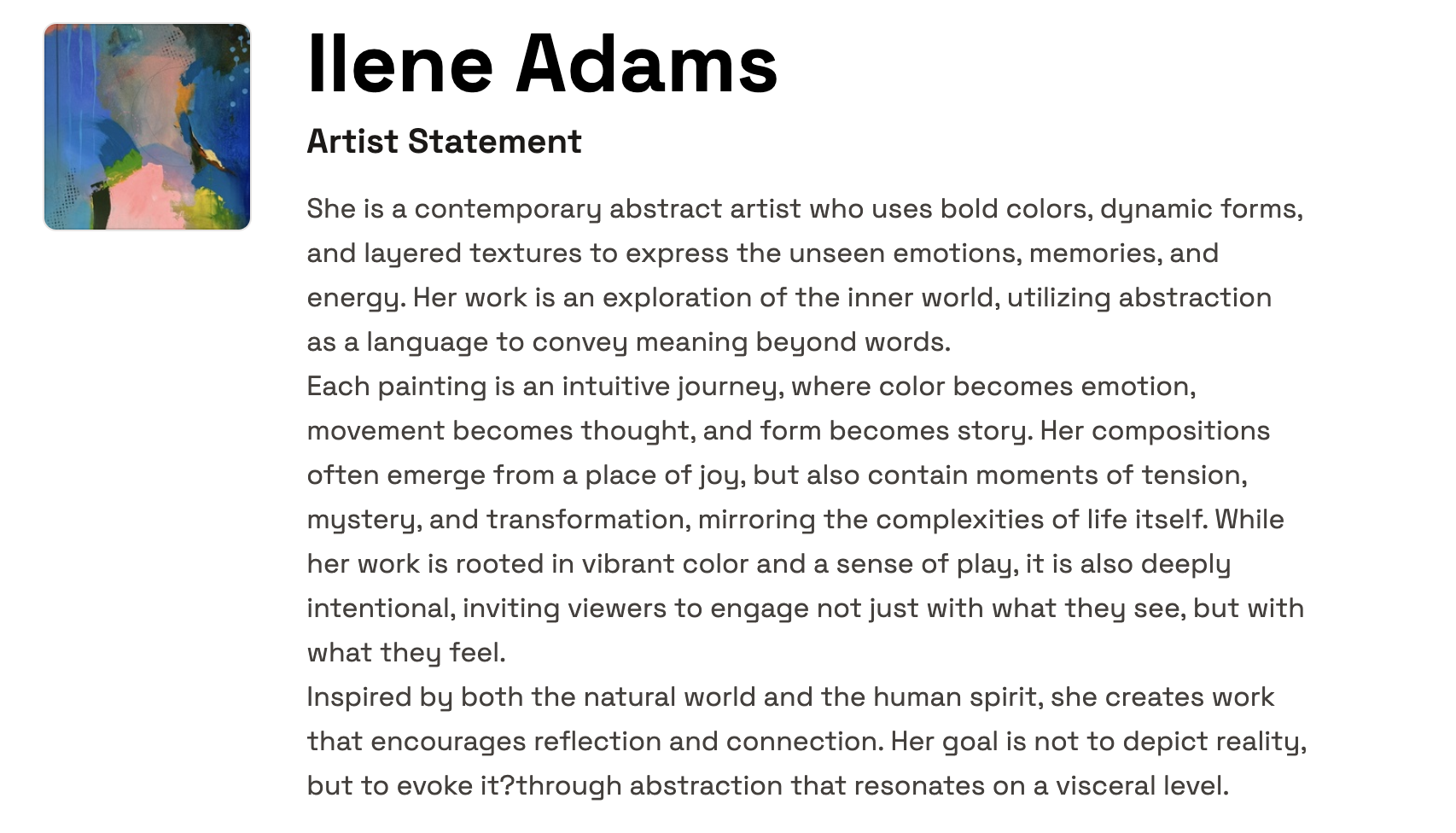 Emotion-driven artist statement example