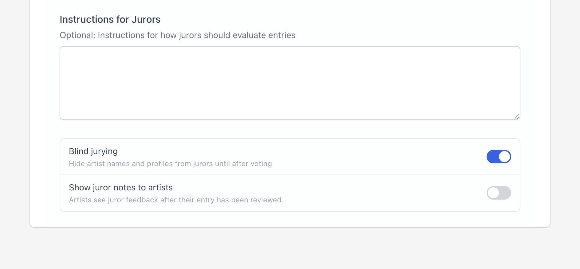 Instructions for Jurors field in EntryThingy call settings