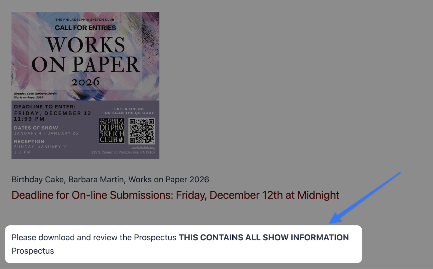 Juror information and prospectus download in EntryThingy