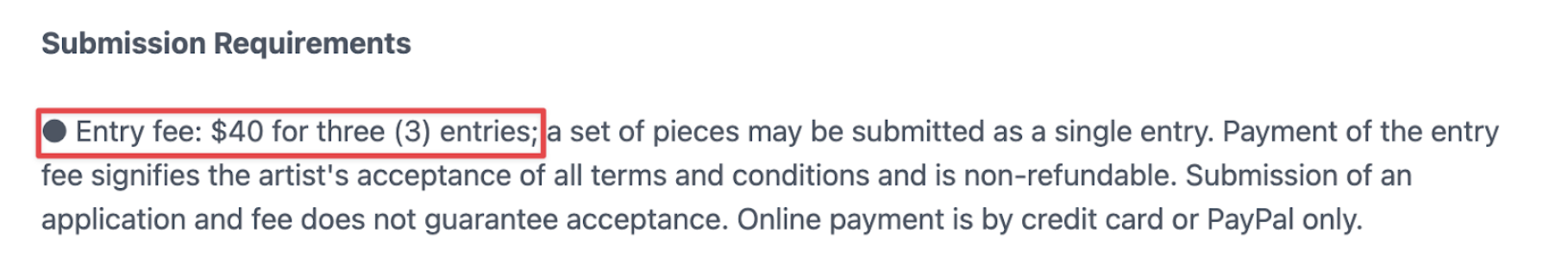 Transparent entry fee display in EntryThingy