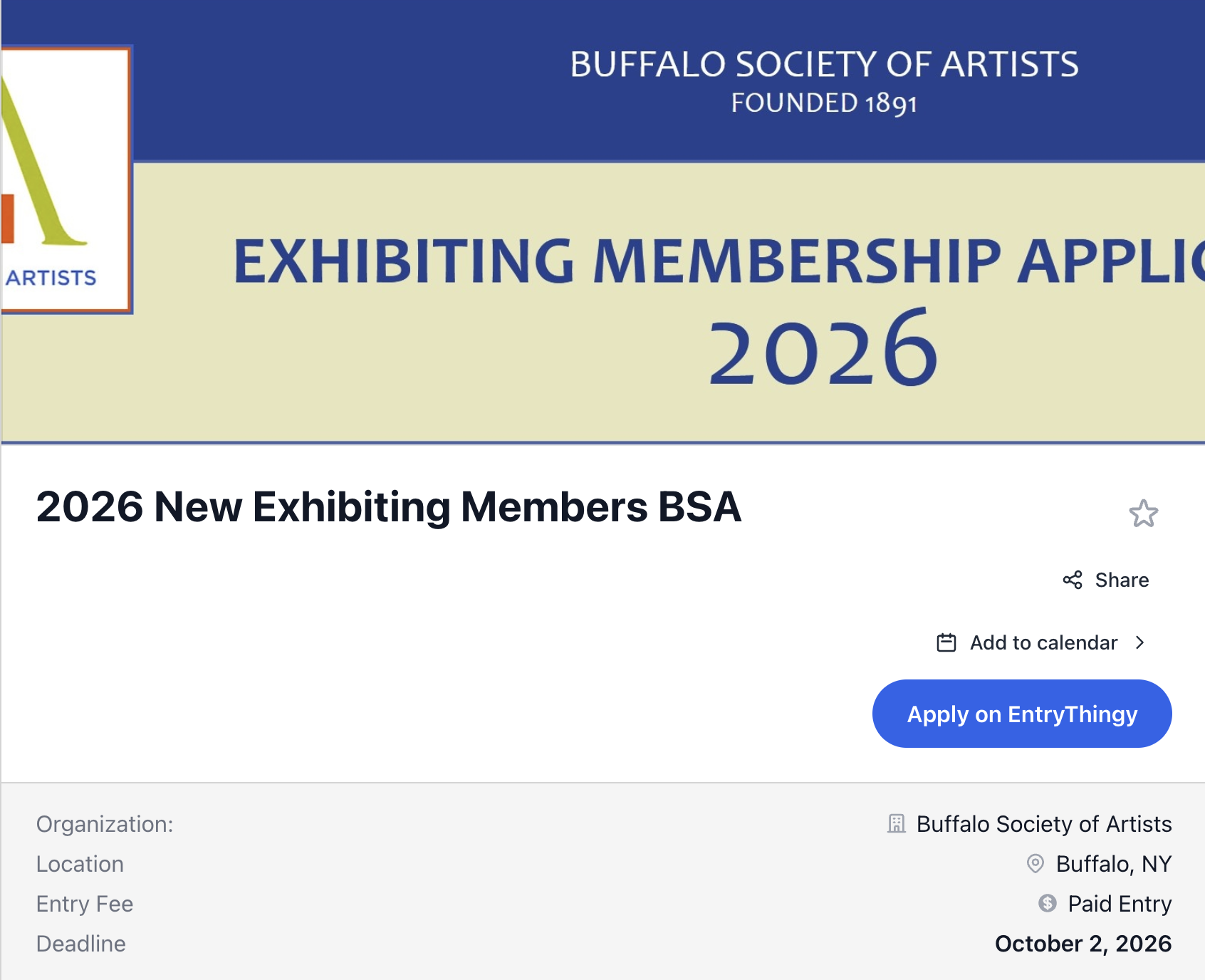 2026 New Exhibiting Members BSA call