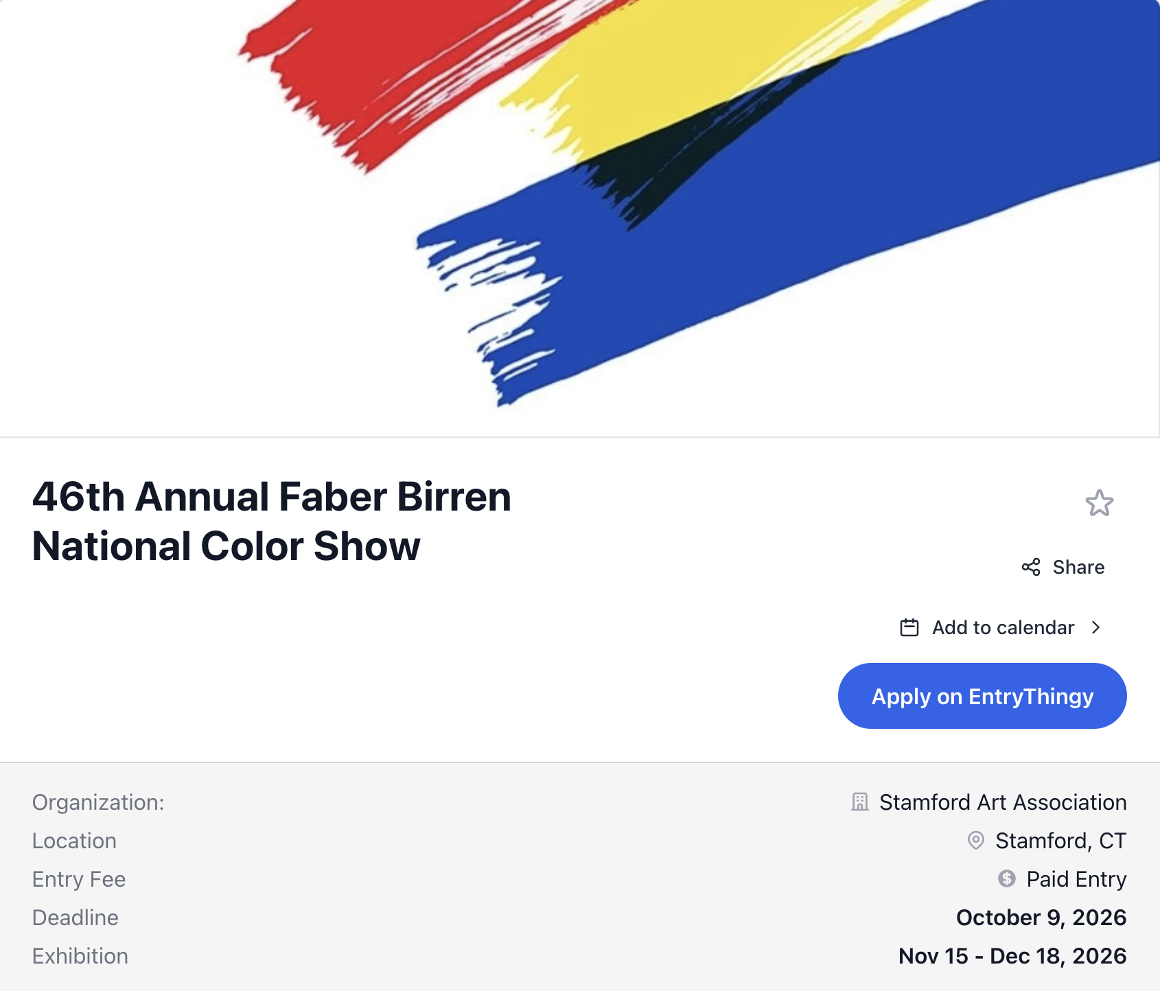 46th Annual Faber Birren National Color Show call