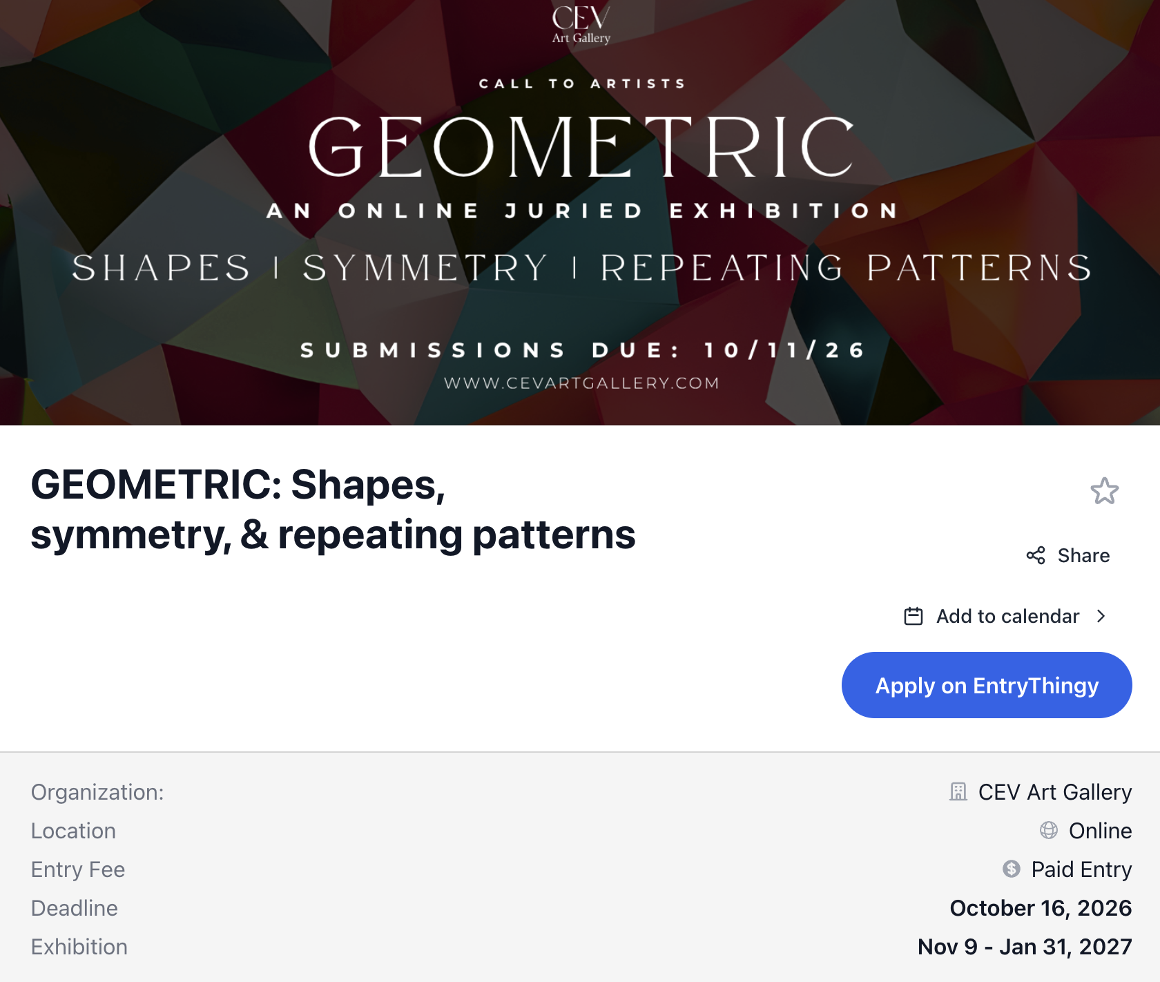 Geometric: Shapes, Symmetry, & Repeating Patterns call